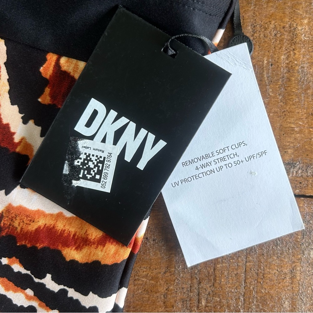 DKNY Animal Print Slimming 1pc Plunge Swimsuit‎ 10 NWT - Picture 6 of 7